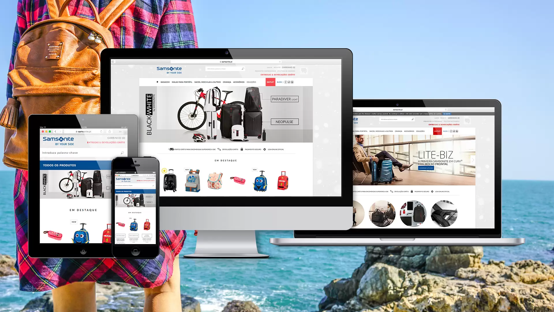 webdesign, design responsivo, loja online responsiva, website, webdesign, website responsivo, website dinâmico com gestor de conteúdos, design responsivo, design web, webdesign apelativo, desenvolvimento à medida, design personalizado, Loja Online - Samsonite Portugal
